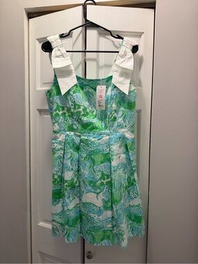 NWT LILLY PULITZER CERESE SKIRTED ROMPER SIZE 8 CAPRI BLUE GALLOPING GALS